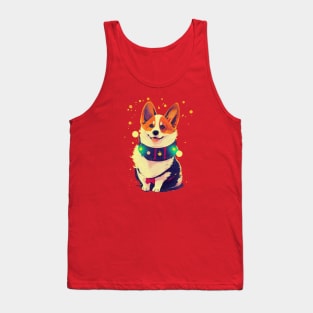 Christmas corgi portrait Tank Top